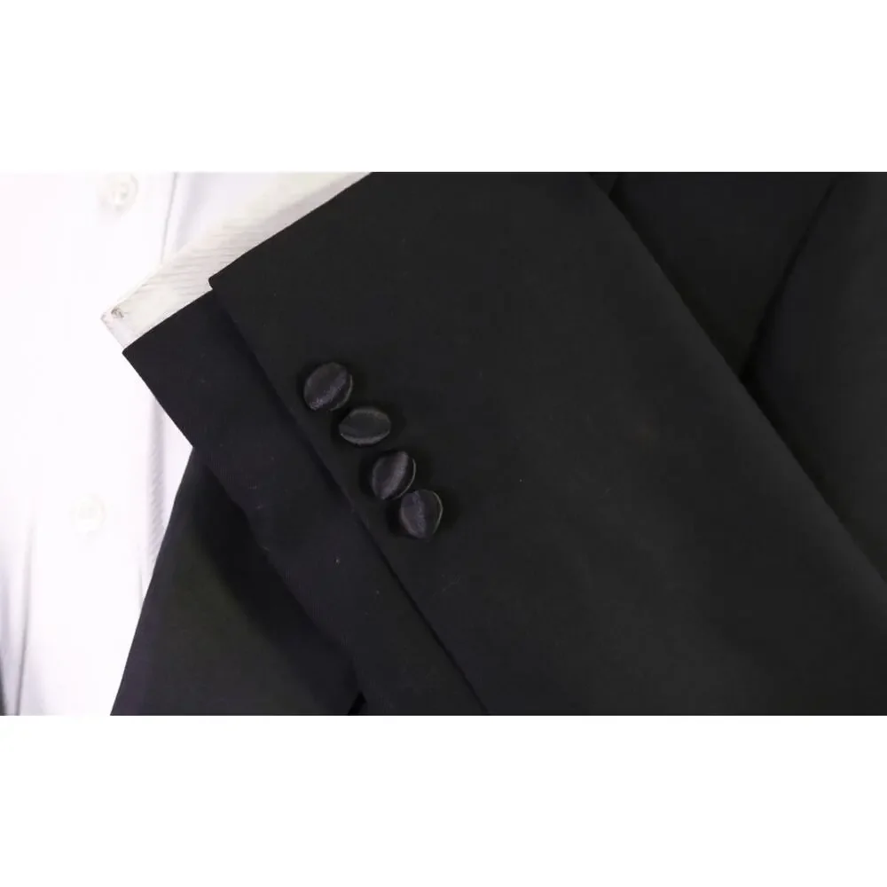 Alton Lane Tailored Fit Black Peak Lapel Tuxedo Wedding Formal Blazer Jacket 44L